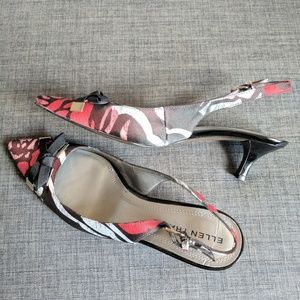 Ellen Tracy Slingback Print Piper Kitten Heel Sz7